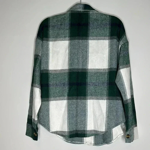 Women's Casual Plaid Button Down Shirts Jacket Long Sleeve - Picture 7 of 8